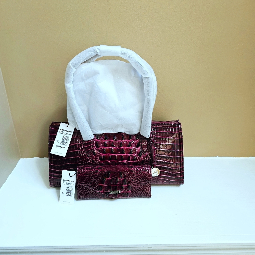 NWT Brahmin CHERRY LACQUER Sophia w/Veronica Wallet - Picture 15 of 16